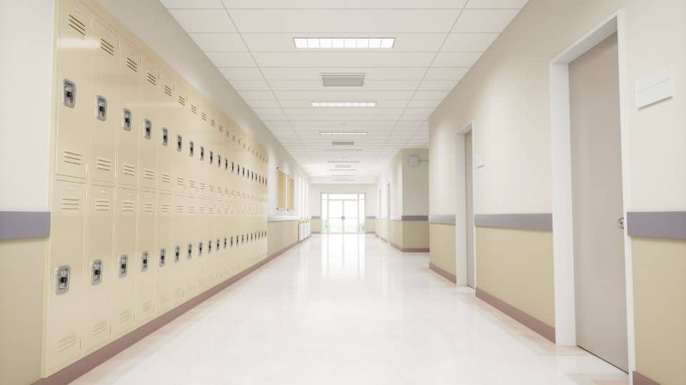empty school hallway