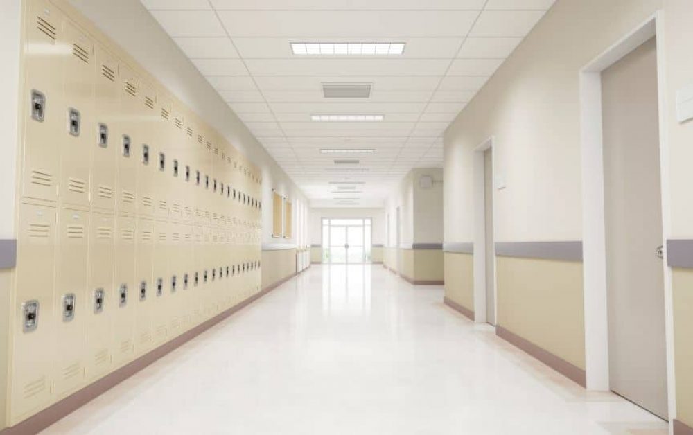 empty school hallway